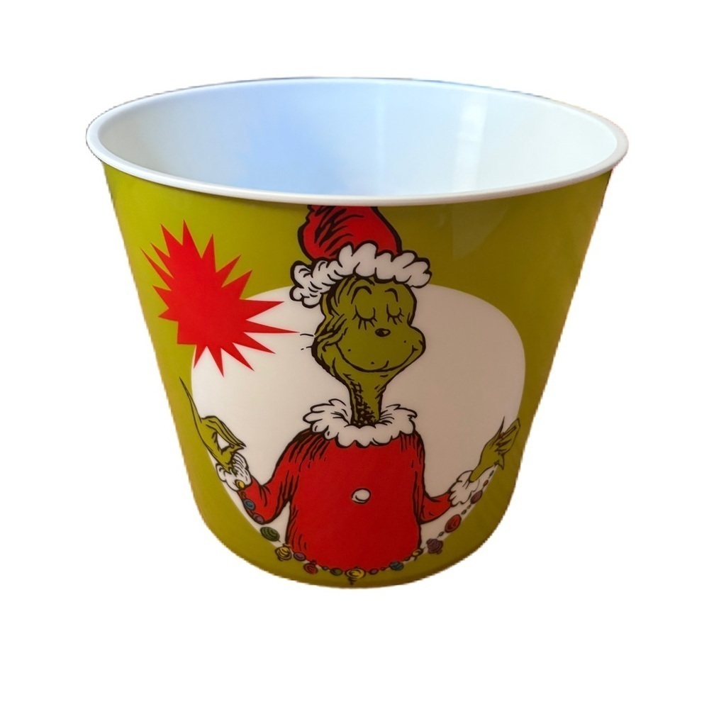 Dr. Seuss Grinch Holiday Bucket NEW Popcorn Christmas Green Res